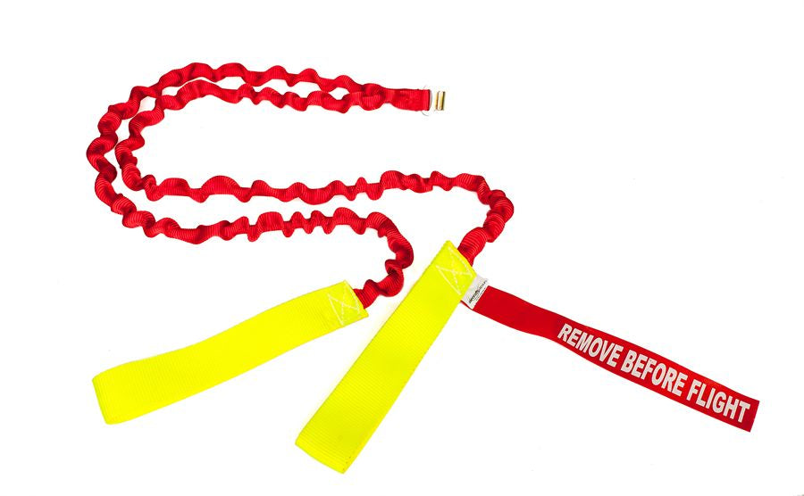 Blade Tie Down for Fokker 50 β high-strength webbing with "Remove Before Flight" markings.