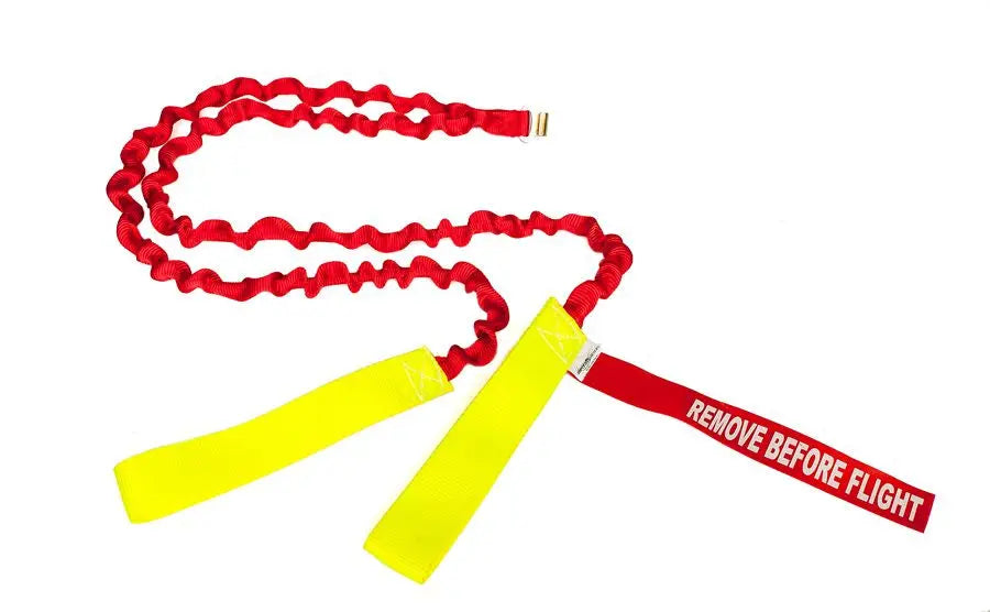 Blade Tie Down for Fokker 50 – high-strength webbing with "Remove Before Flight" markings.