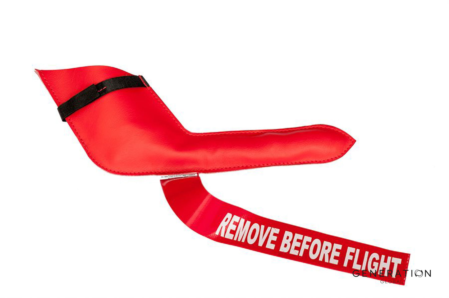 Pitot cover for Bombardier DHC-8 Q100/Q200/Q300 – high-quality vinyl with “Remove Before Flight” markings and Velcro tensioner for secure fit.