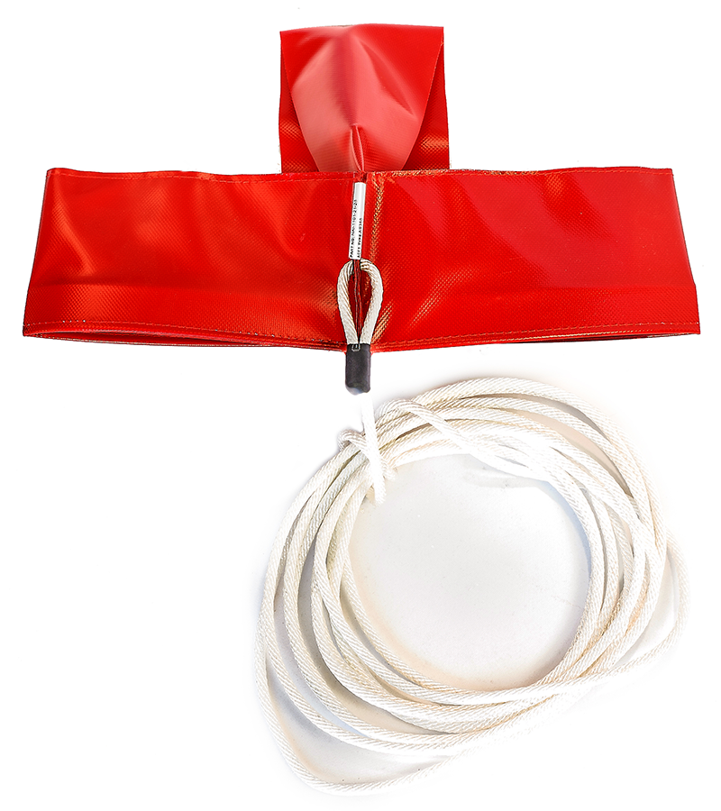 Lightweight PVC blade tie-down set for AS350 helicopter rotor blades.