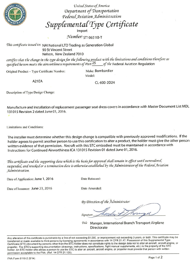 Generation I Passenger Seat Covers – CRJ/DHC Aircraft, B/E Aerospace, Aviation Leather