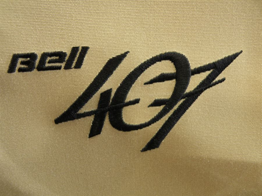 Bell 407 executive six-place seating overcovers in heavy-duty canvas
