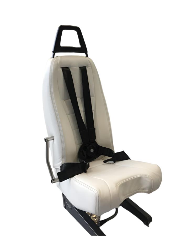 EC145 and H145 crew seat covers in aviation leather for Fischer+Entwicklungen seats, including headrest, backrest, and bottom covers.