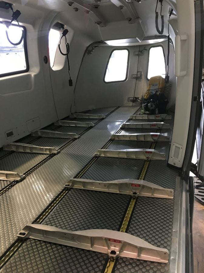 Airbus H145 and EC145 helicopter vinyl floor set made from MW-200 vinyl with mesh binding, FAA and EASA approved, per shipset.