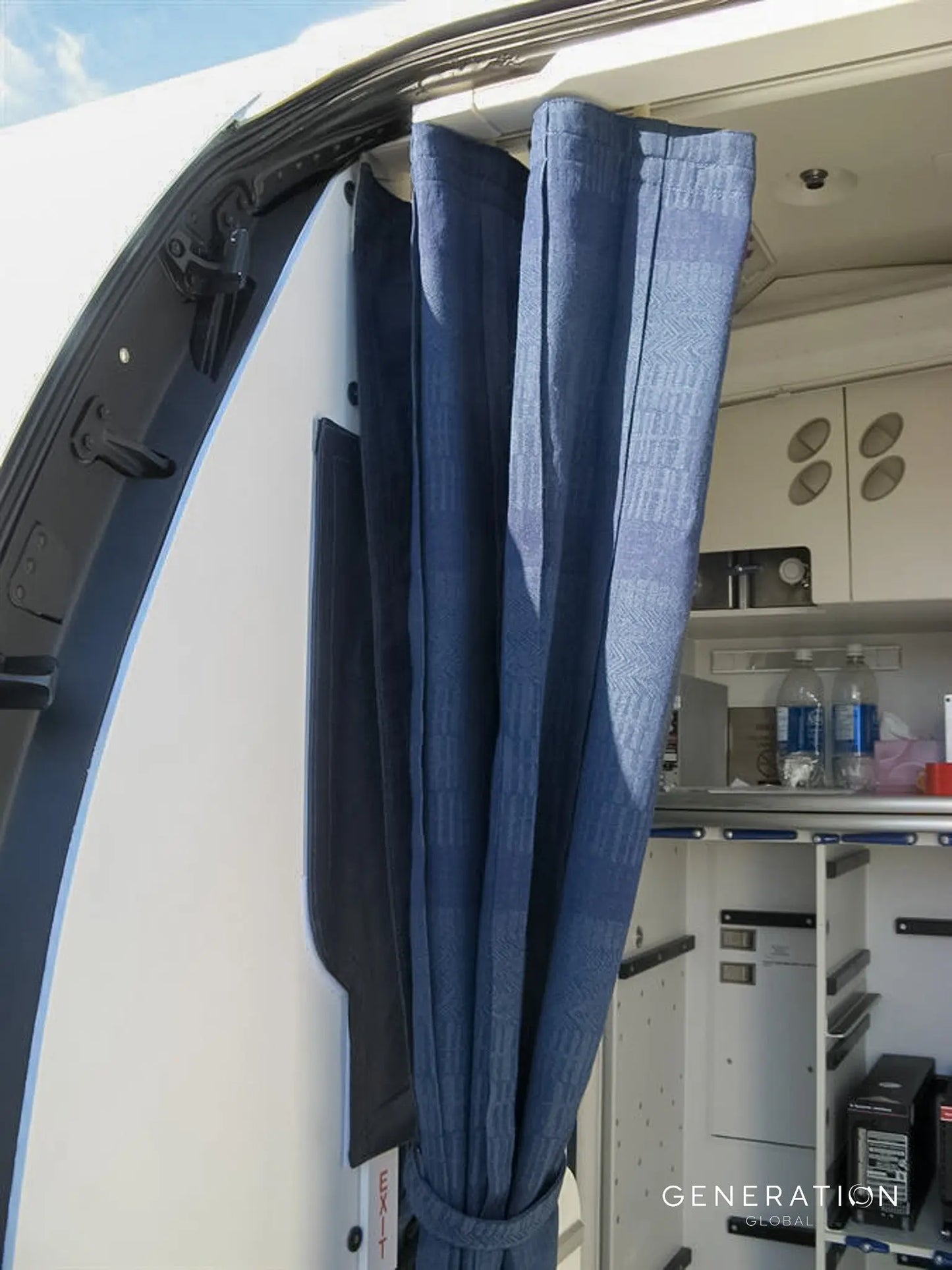 Entrance curtain for Bombardier DHC-8 Q100/Q200/Q300 – made from TC-10 fabric, includes tie backs, TCCA/EASA certified, easy to install.
