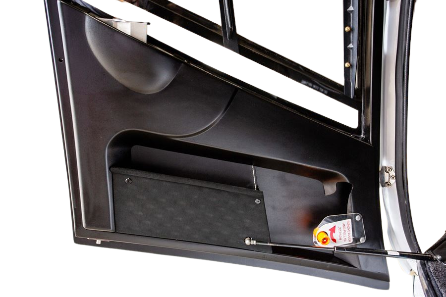 H120 door panel inserts – full set of 3 with leather trim, map pocket, and decorative stitching. Part number EPA-C252 A34() ()101A-()()-GEN.