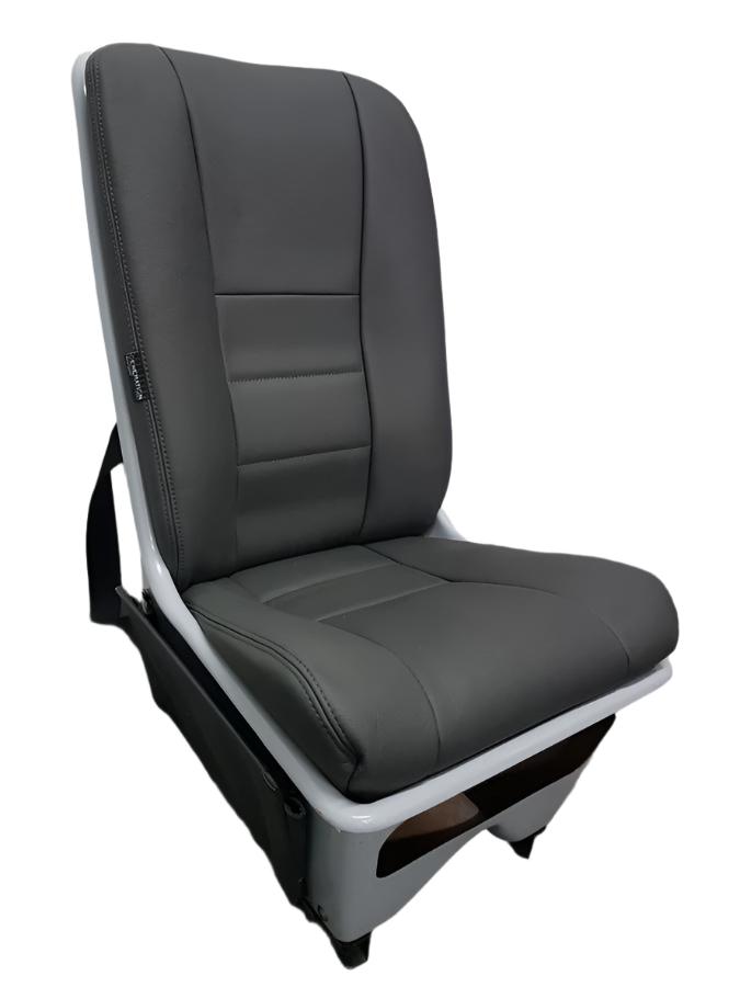 AS350/AS355/H125 standard crew seat assembly with aviation-grade leather and Genlite foam, Generation I design for high-use helicopter cockpit interiors.