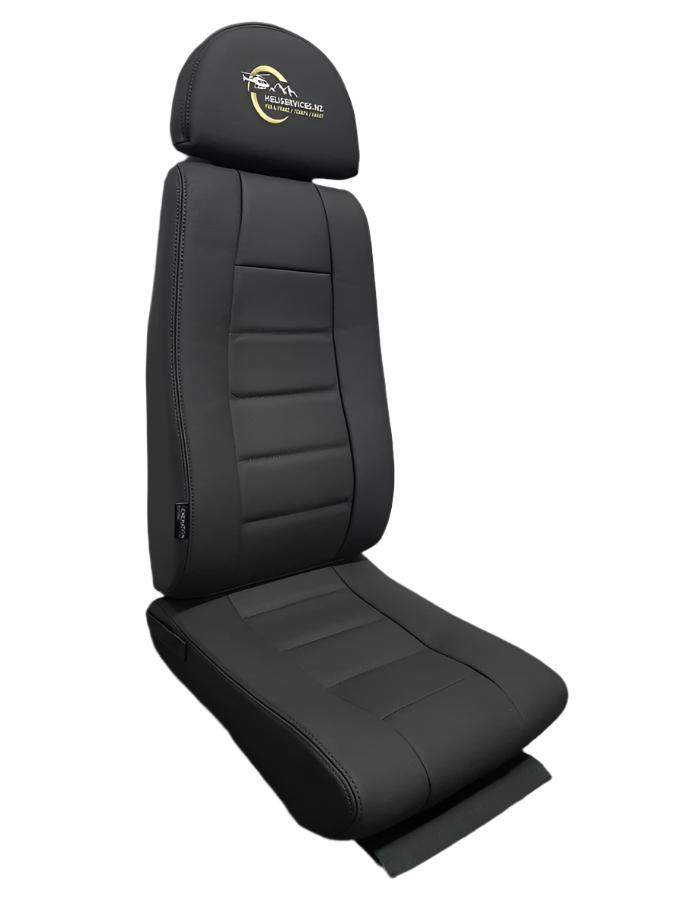 AS350/AS355/H125 helicopter rear passenger seat assembly set with aviation-grade leather and Genlite foam, Generation IV customizable design.