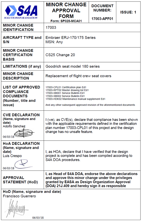 Embraer 170/175/190/195 Cushion, Backrest, Captain/First Officer