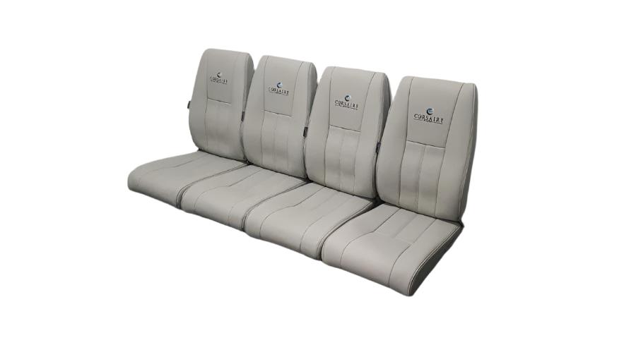 AS350/H125 standard rear passenger seat set with aviation-grade leather and Genlite foam, Generation I design for high-use helicopter interiors.