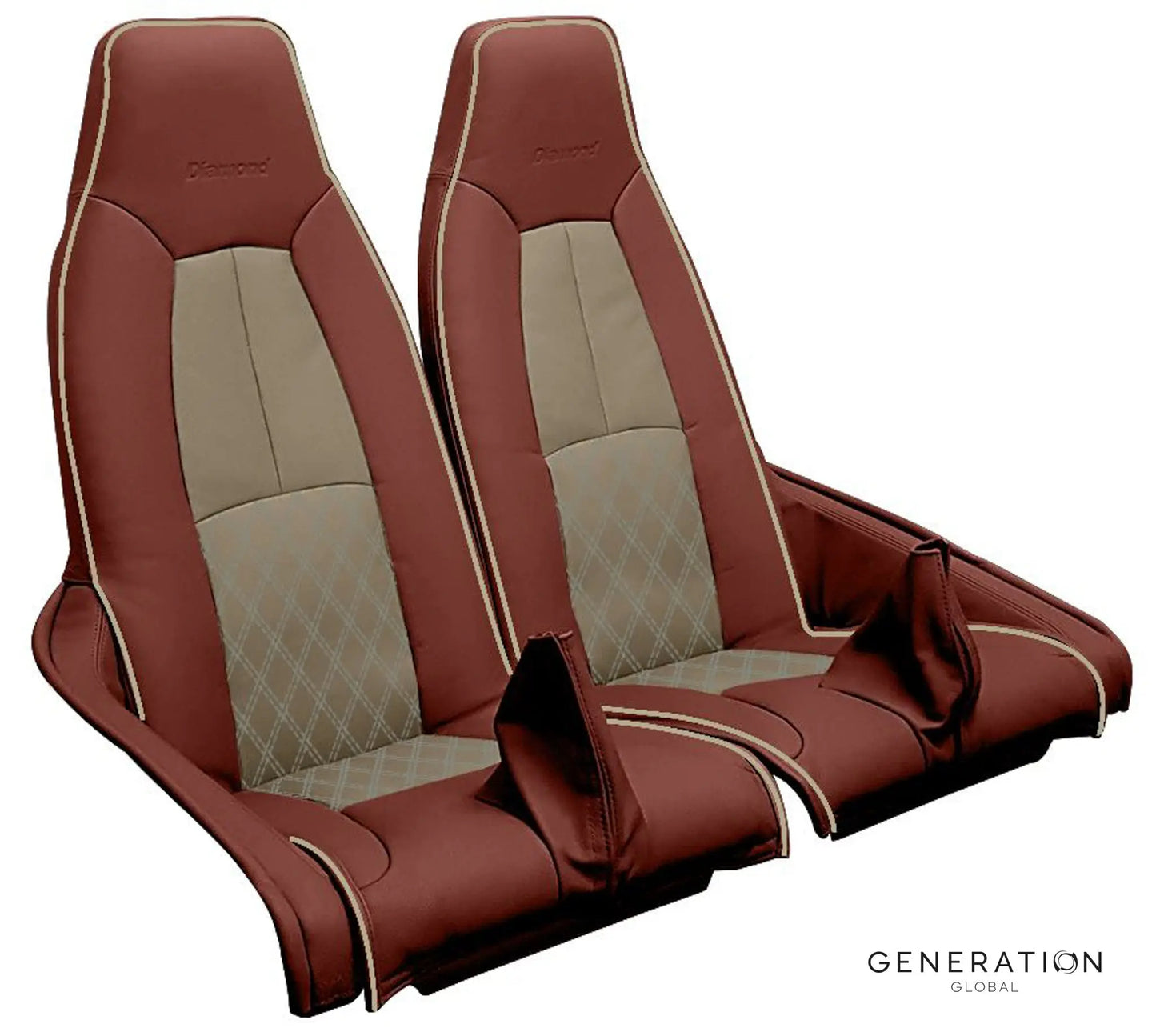 DA-42 Generation I rear passenger seat covers made from aviation leather, including backrest and bottom covers
