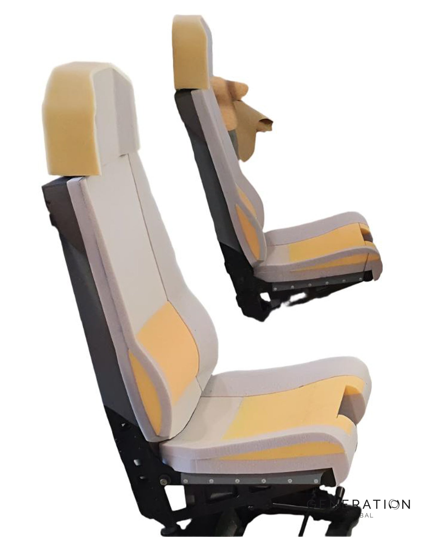 9310 Series Height Adjustable Crew Seat Upholstery Kit for BK 117 helicopter – includes headrest, backrest, and bottom covers with Genlite foam.