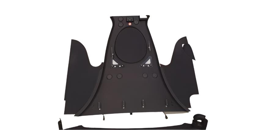 Airbus H130 helicopter ceiling panels, set of 3, made from high-density foam wrapped in vinyl with decorative stitching, FAA and EASA approved.