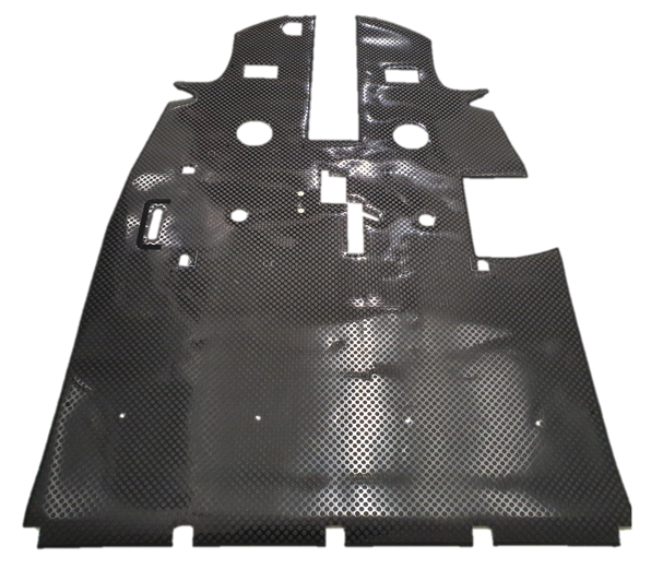 Custom-cut MW-200 vinyl flooring set for AS350/H125 helicopters with optional Velcro and Geneva mod compatibility.
