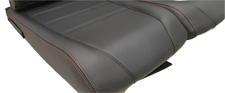 Refreshed H125 rear passenger seat set for AS350 helicopters with aviation-grade leather.