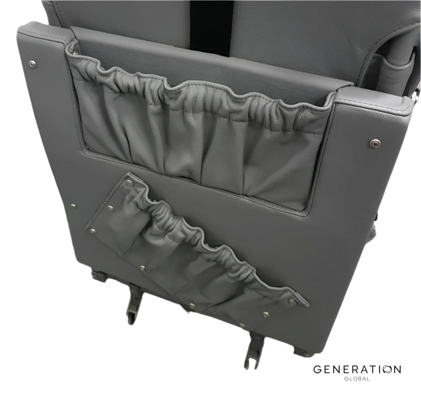 Beech 1900C/D pilot and co-pilot seat assemblies with sheepskin covers and Genlite foam cushions installed
