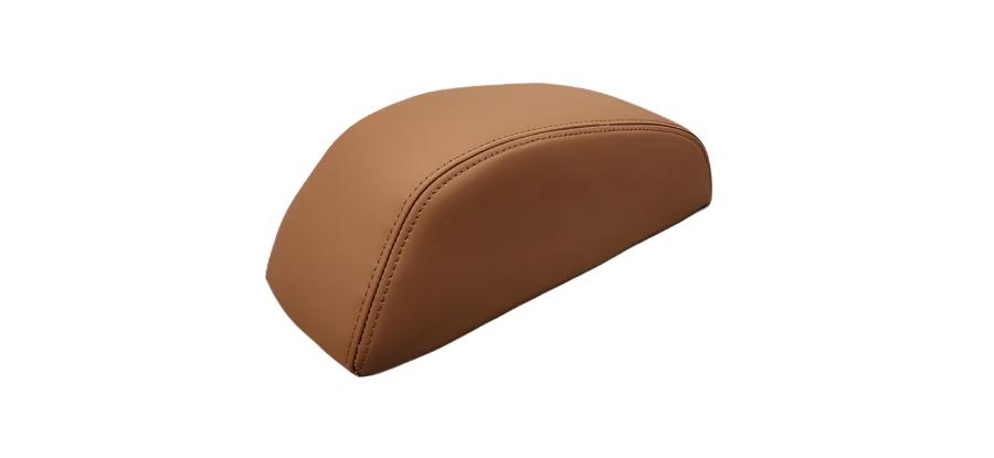 Cirrus SR22 aft console armrest cover in aviation leather with decorative stitching