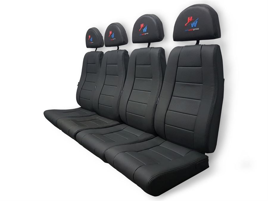 AS350/AS355/H125 helicopter rear passenger seat assembly set with aviation-grade leather and Genlite foam, Generation IV customizable design.