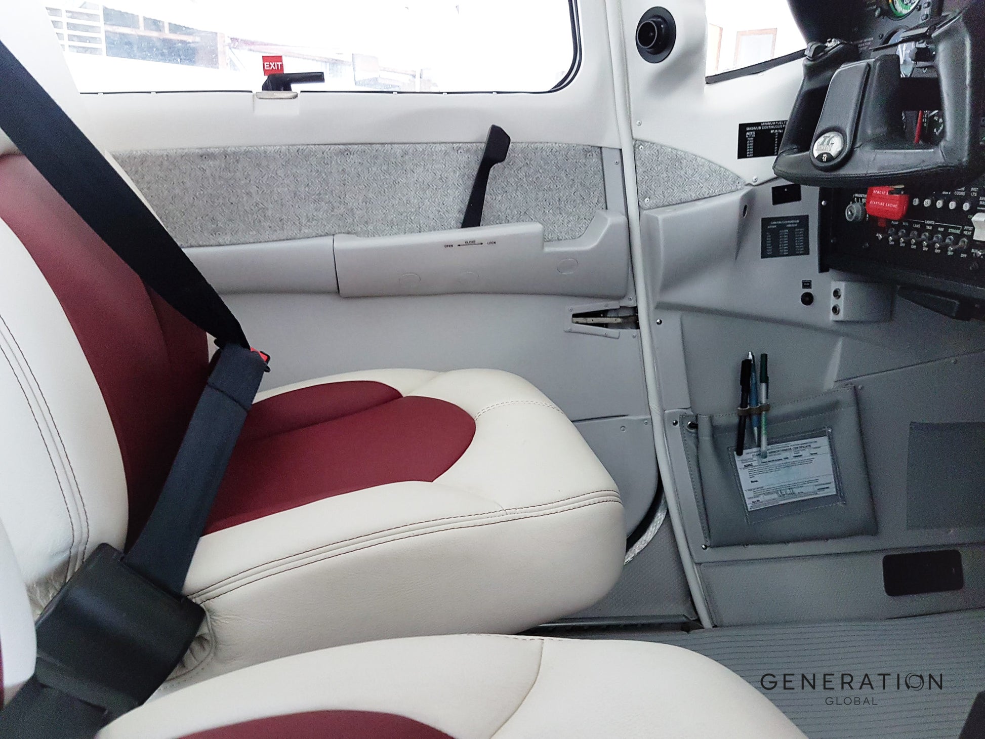 Cessna C206 Aircraft Interior leather seat upholstery front and rear seats.