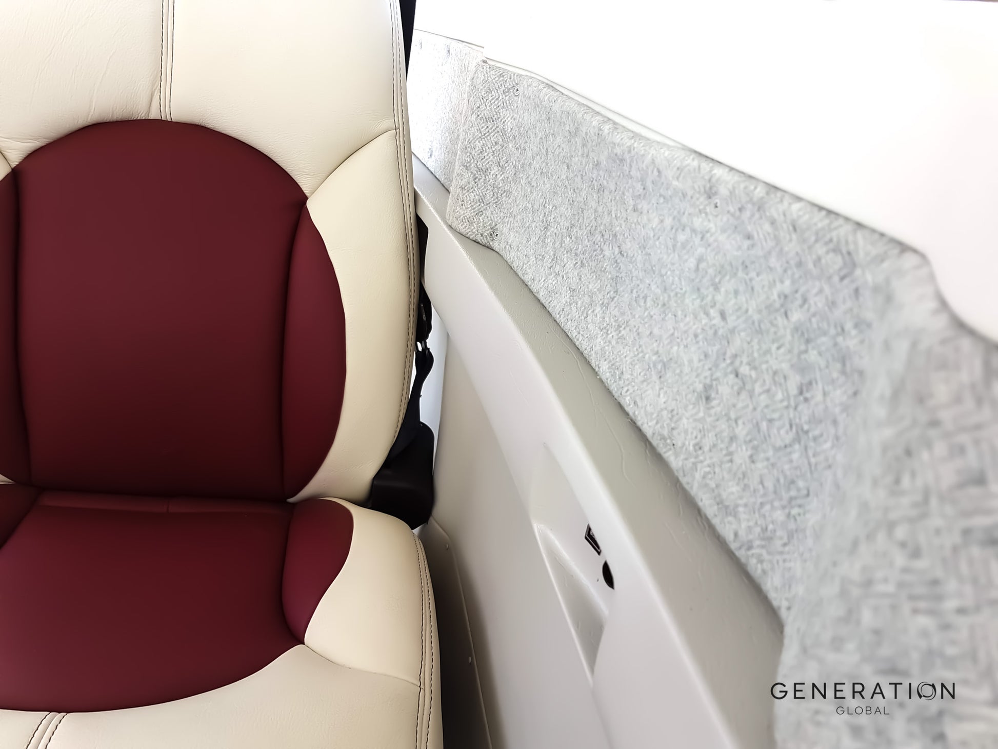 Cessna C206 Aircraft Interior leather seat upholstery front and rear seats.