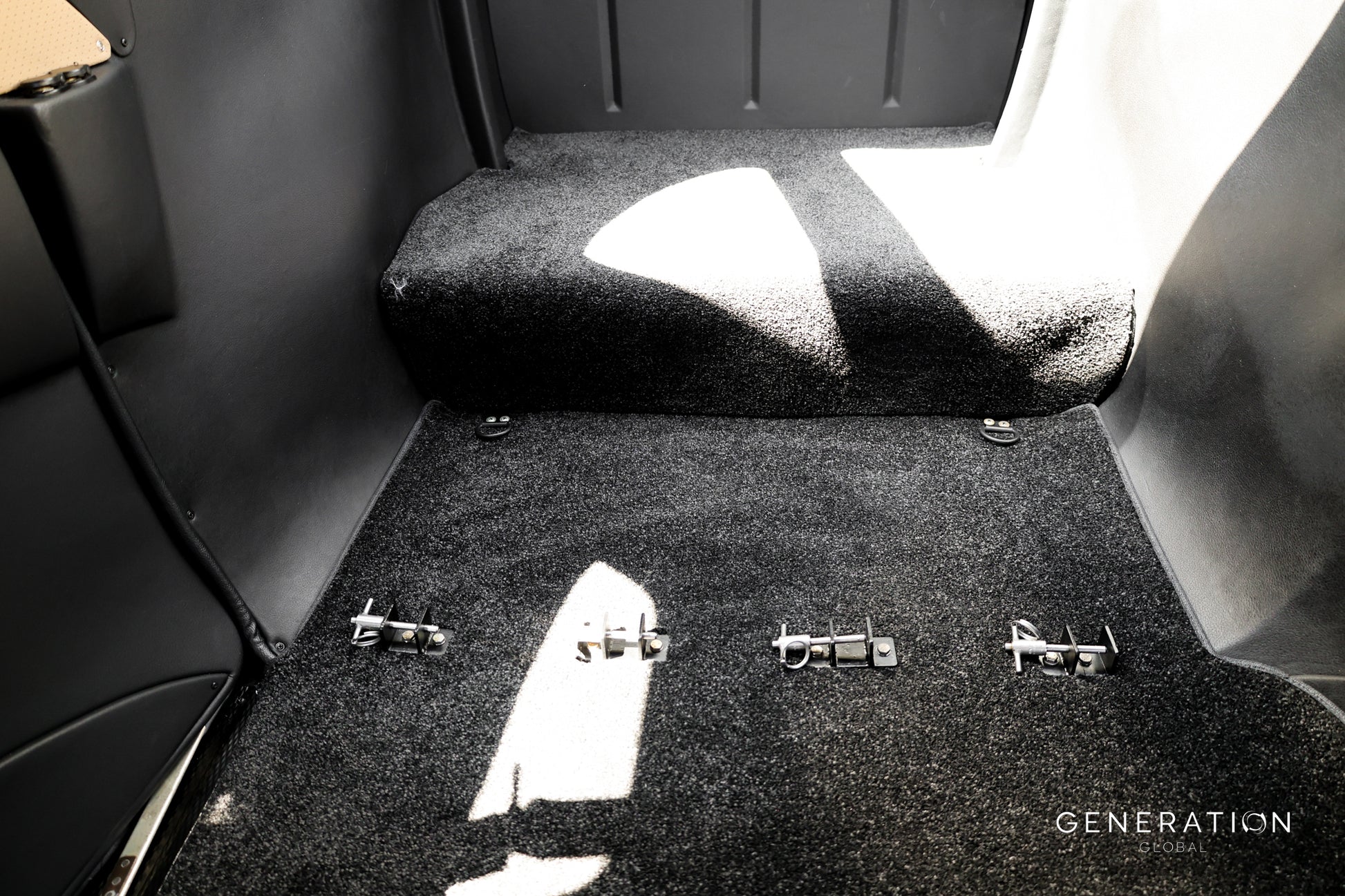 Cessna C206 Stationair Aircraft Interior full carpet set with plush WN-100 aviation carpet, alloy heelmats, and mesh binding.