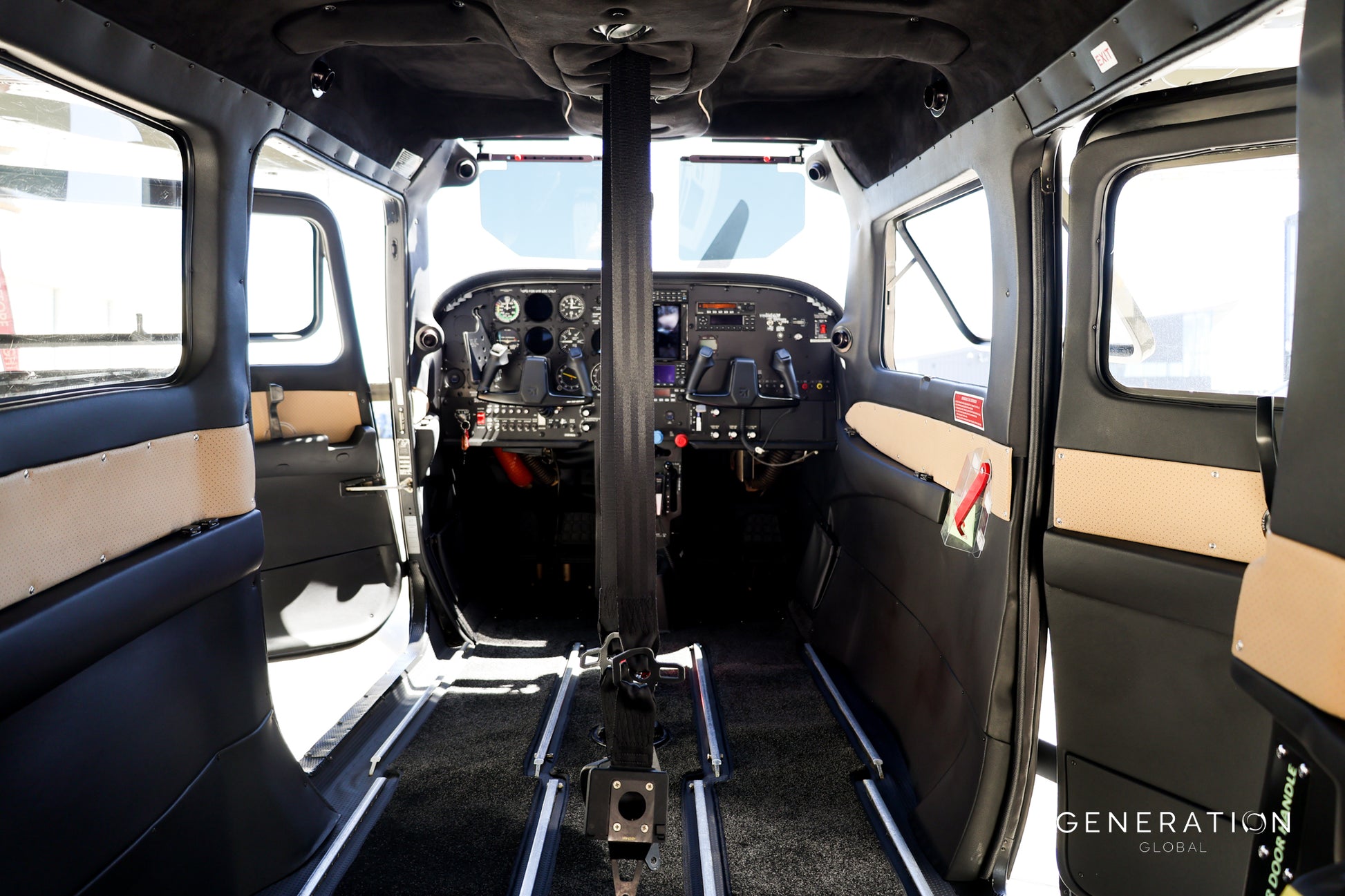 Cessna C206 Stationair Aircraft Interior full carpet set with plush WN-100 aviation carpet, alloy heelmats, and mesh binding.