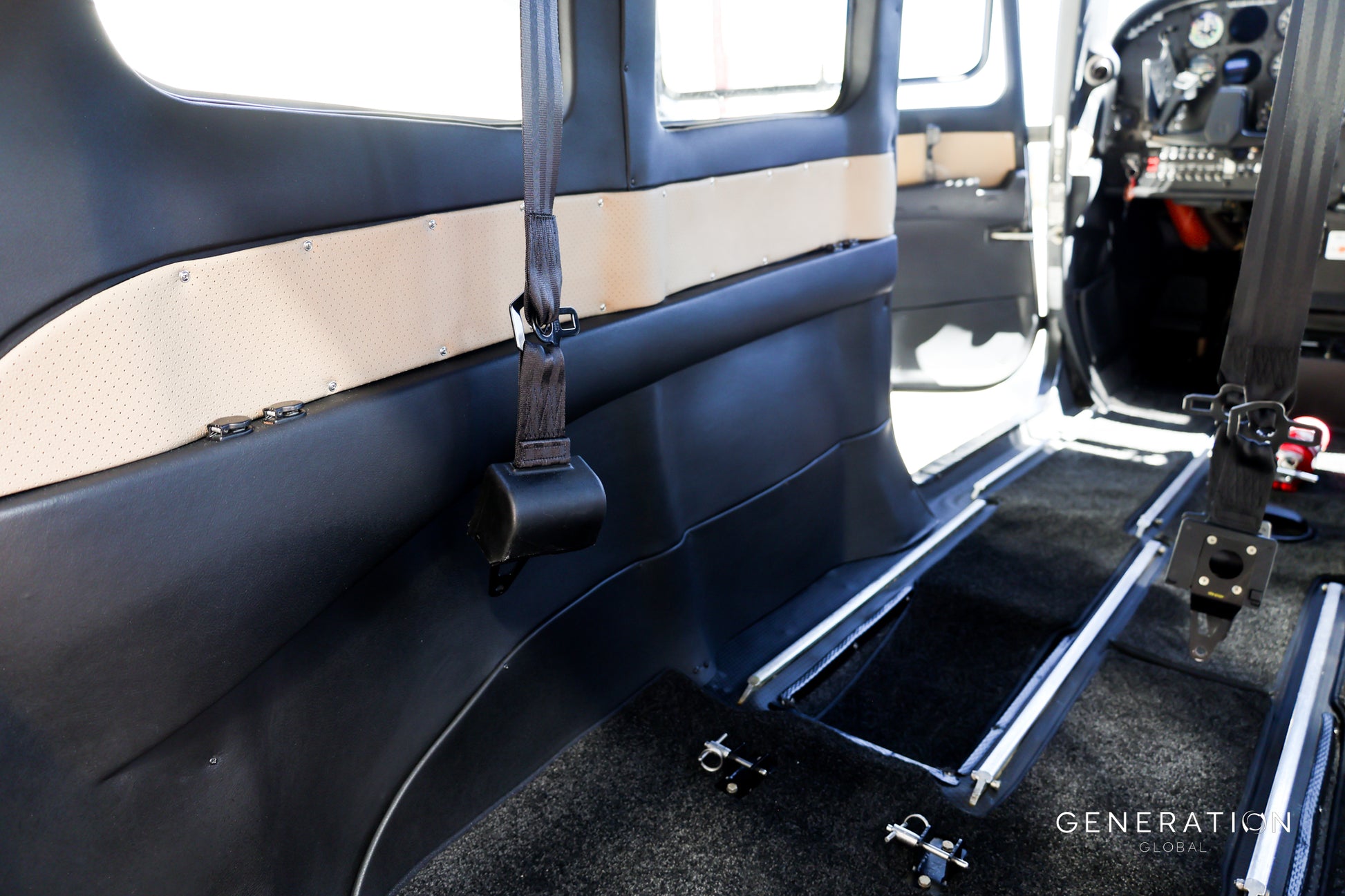 Cessna C206 Stationair Aircraft Interior full carpet set with plush WN-100 aviation carpet, alloy heelmats, and mesh binding.