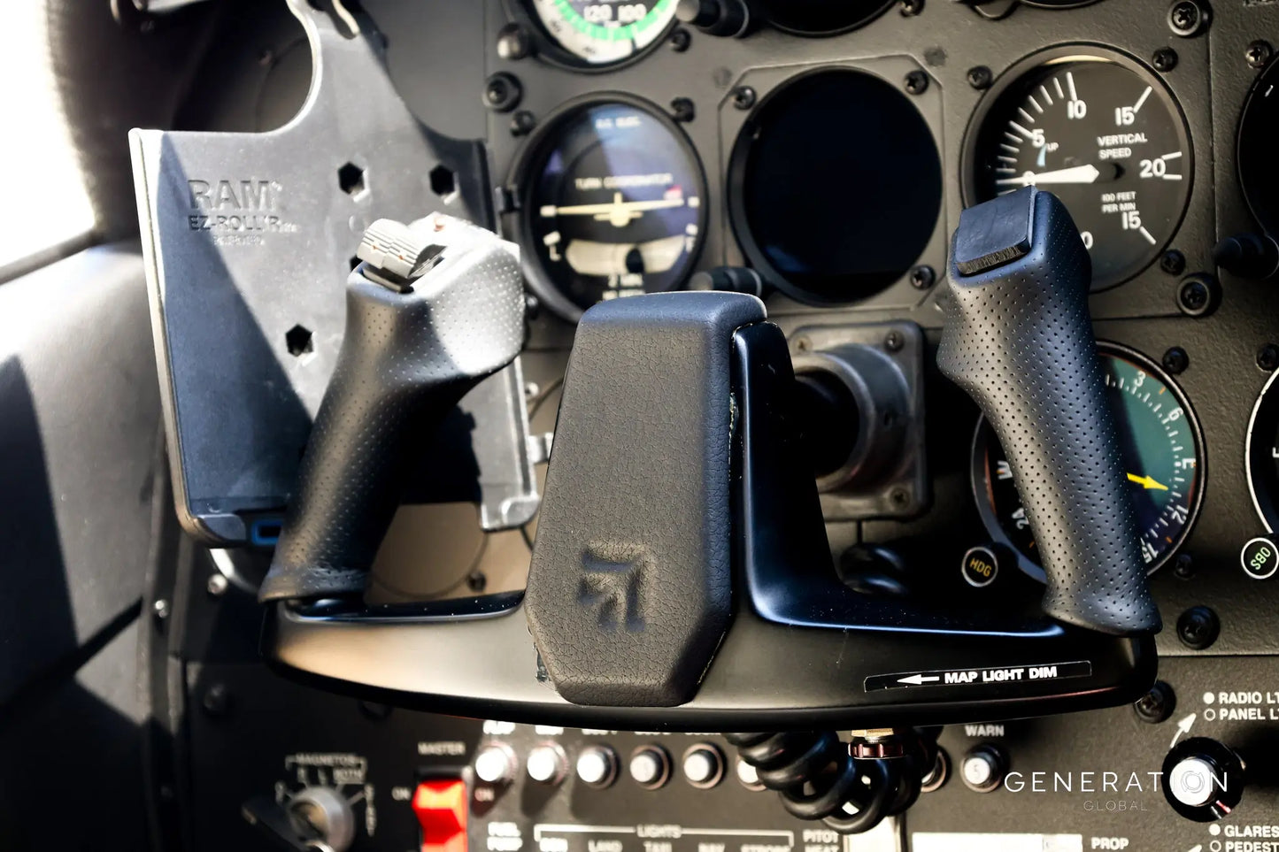Cessna C206 Stationair Aircraft Interior leather grip covers in black with badge options.