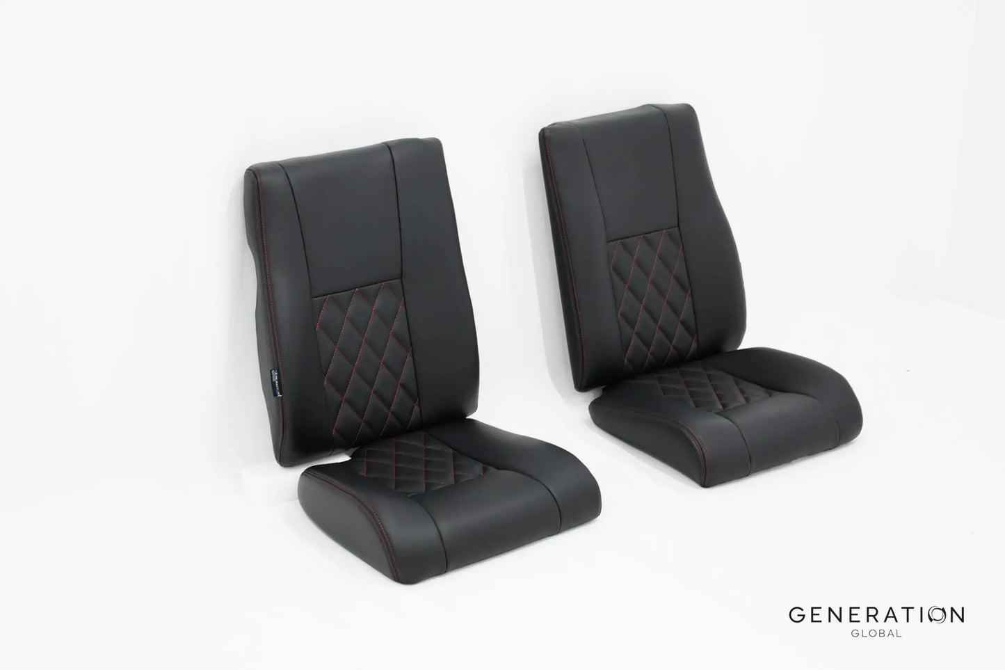 Set of 2 forward seat backrest and bottom assemblies (LH & RH) for MD/Hughes 369/500 helicopters, Generation I design.