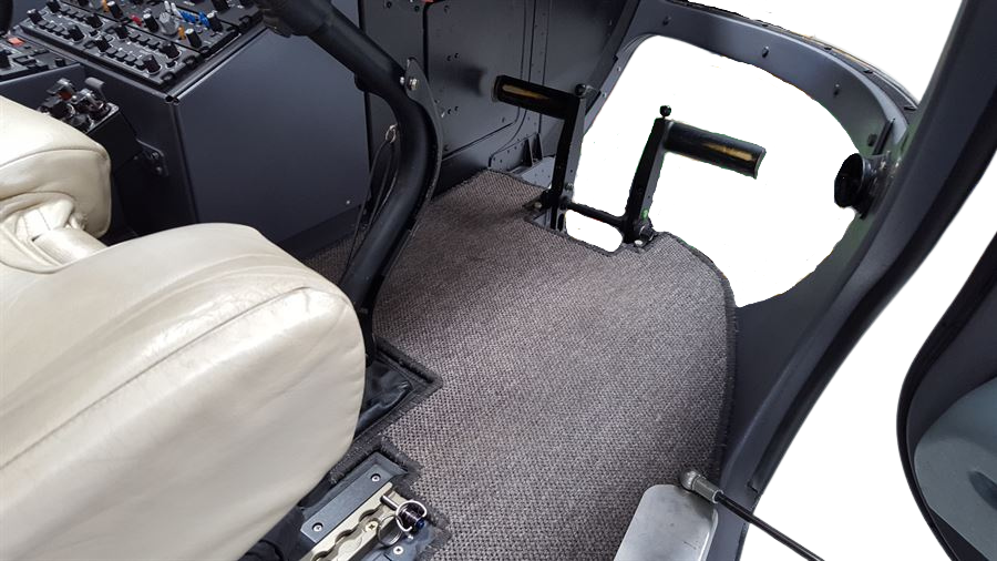 Airbus H145 and EC145 helicopter carpet set made from plush WN-120 aviation carpet with mesh binding, FAA and EASA approved, 1 assembly.