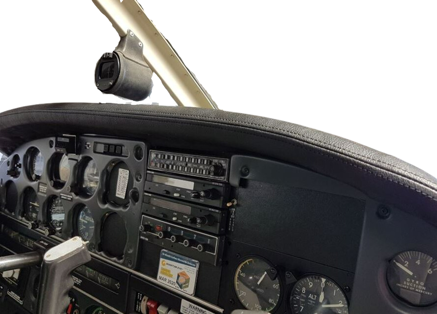 Black embossed grain vinyl glareshield cover for Piper PA-28