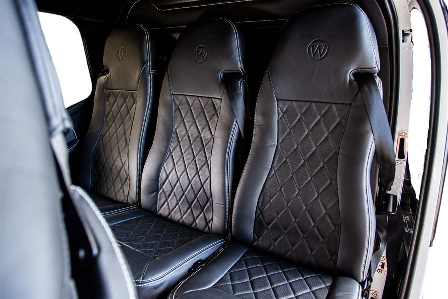 Airbus H120 rear seat covers – Generation I set of 3 (RH, LH, MID) backrest and bottom covers in aviation leather. Cushions not included.