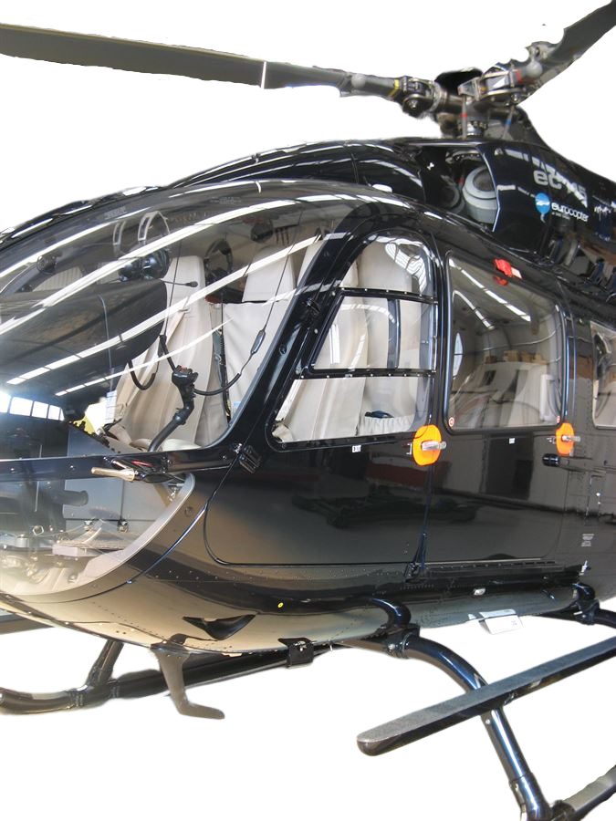 EC145 and H145 crew seat covers in aviation leather for Fischer+Entwicklungen seats, including headrest, backrest, and bottom covers.
