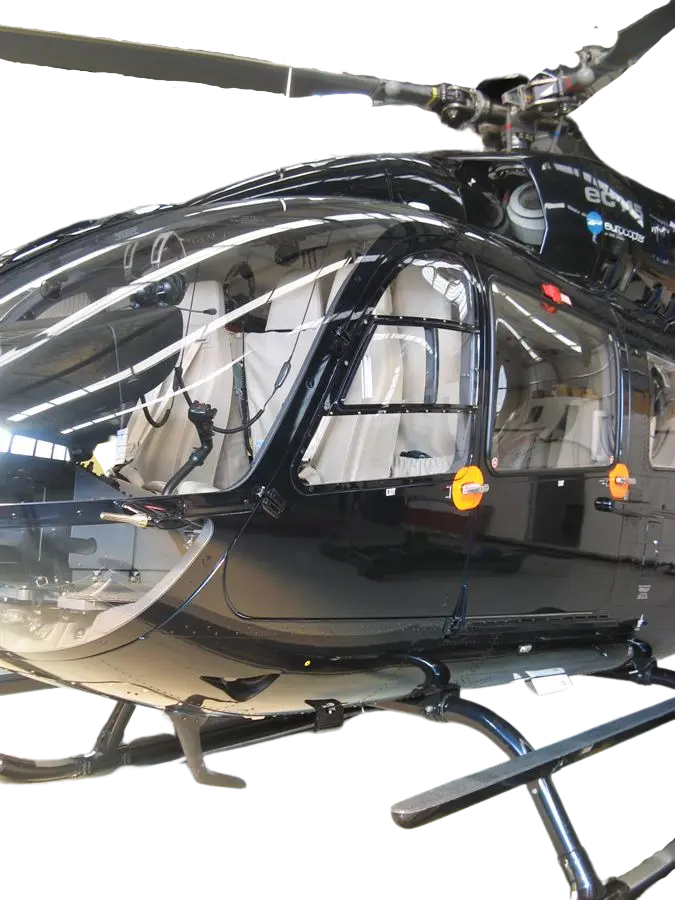 EC145 and H145 crew seat covers in aviation leather for Fischer+Entwicklungen seats, including headrest, backrest, and bottom covers.