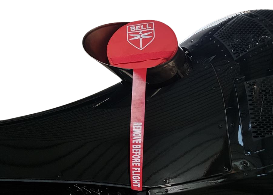 Durable Bell 505 engine exhaust cover for storage