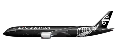 Air New Zealand airplane with a black livery