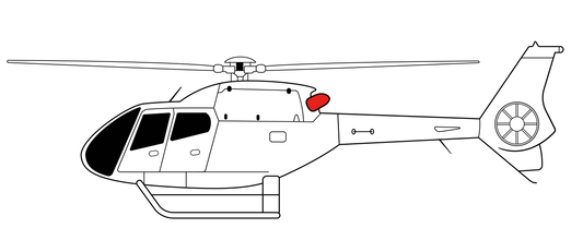 EC120 exhaust cover made from bright-coloured webbing for high visibility and exhaust protection – part number GEN-2301-21-11.