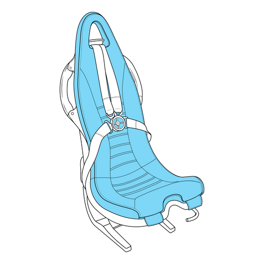 Sicma integrated crew seat cover for AS350 B2/B3 and H125 helicopters, aviation-grade leather, designed for OEM cushions.