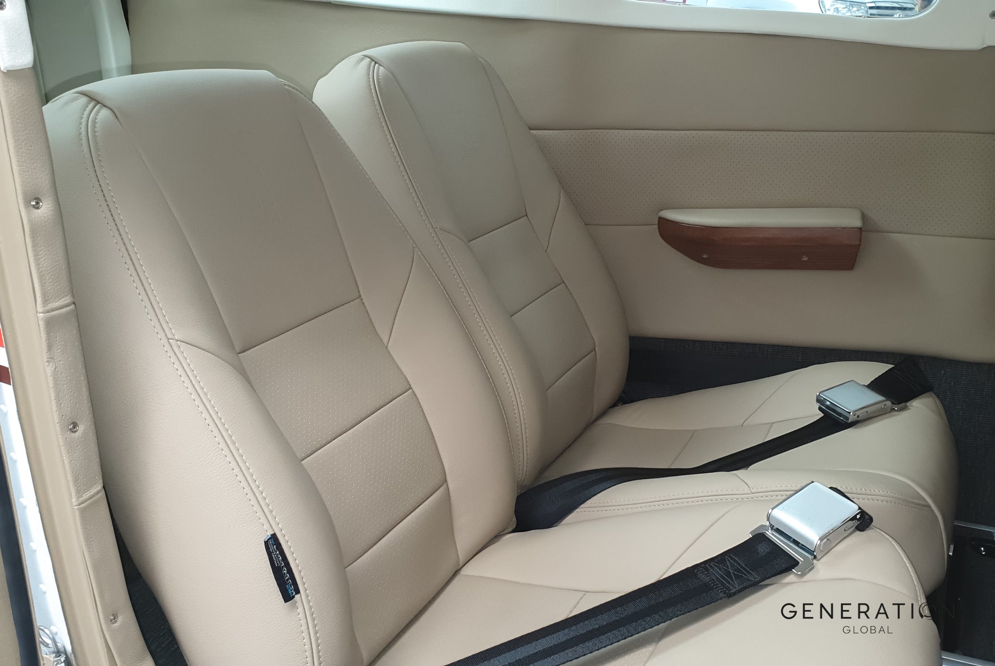 Cessna 206 Aircraft Interior leather seat upholstery with Genlite foam cushions and diaphragms.