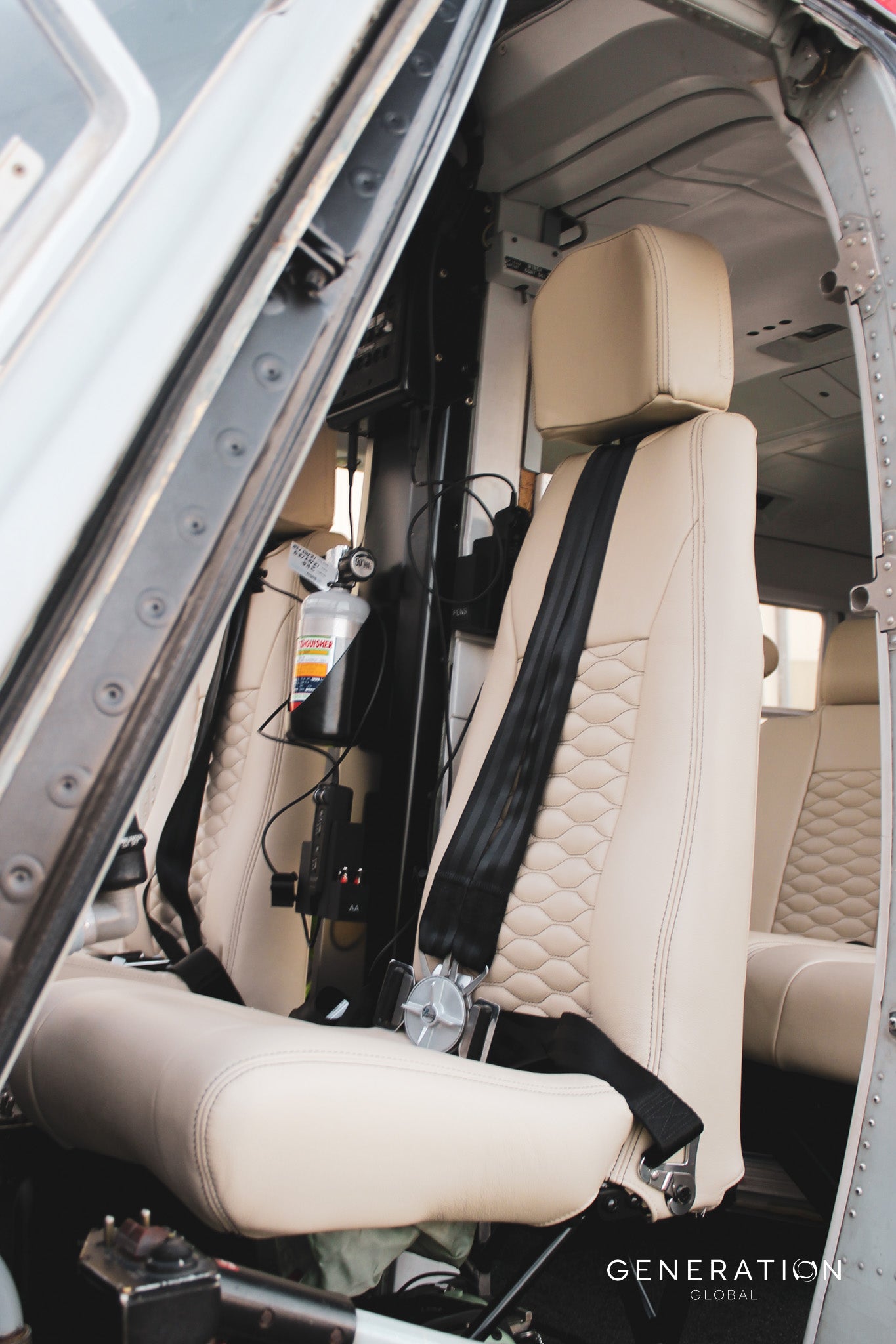 9310 Series Height Adjustable Crew Seat Upholstery Kit for BK 117 helicopter – includes headrest, backrest, and bottom covers with Genlite foam.