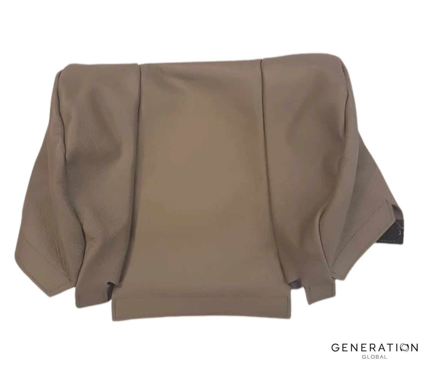 Grey leather headrest cover for Bombardier Q400 Captain/First Officer seat – OEM Goodrich aviation-certified part.