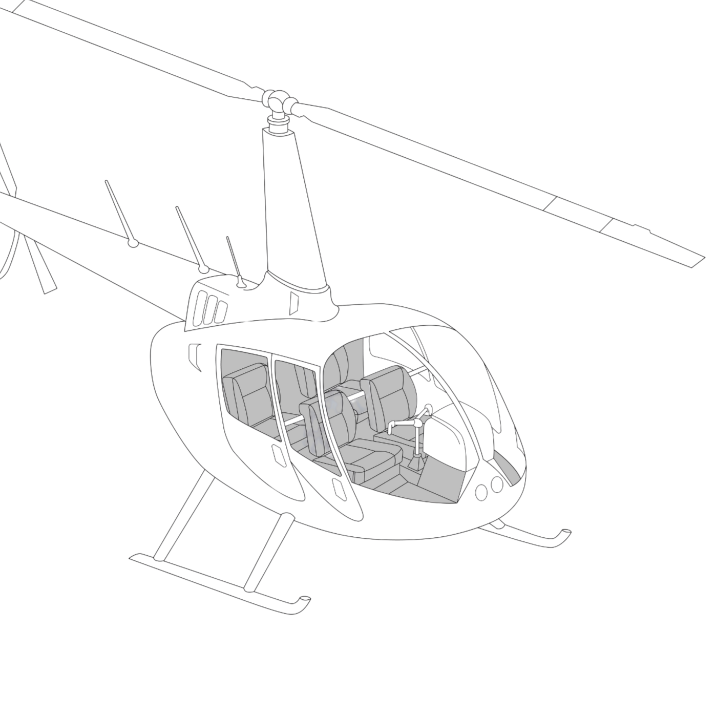 Ancient Grey, Standard Trim Kit, R44 Series