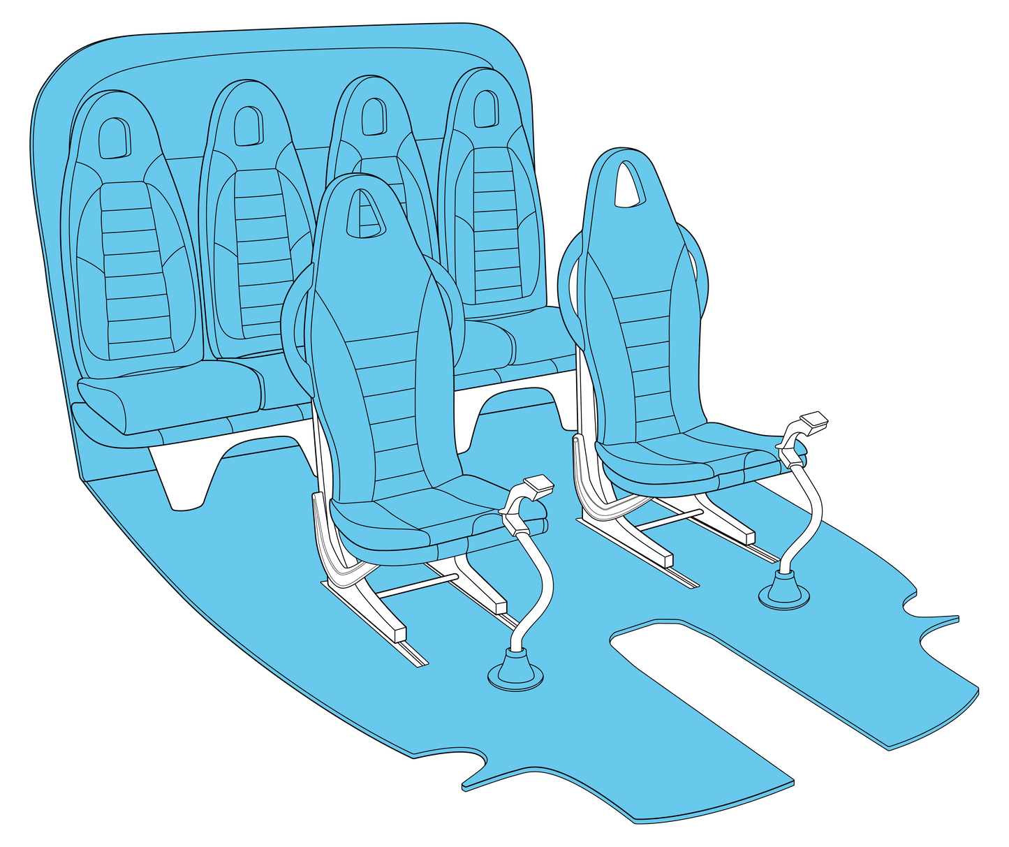 Airbus H125 Helicopter interior kit including certified seat assemblies, aviation carpet, and leather boots – premium upgrade for Airbus H125.