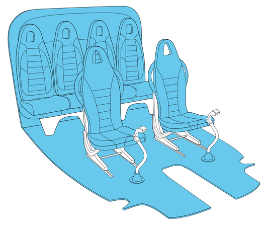 Airbus H125 Helicopter interior kit including certified seat assemblies, aviation carpet, and leather boots β premium upgrade for Airbus H125.