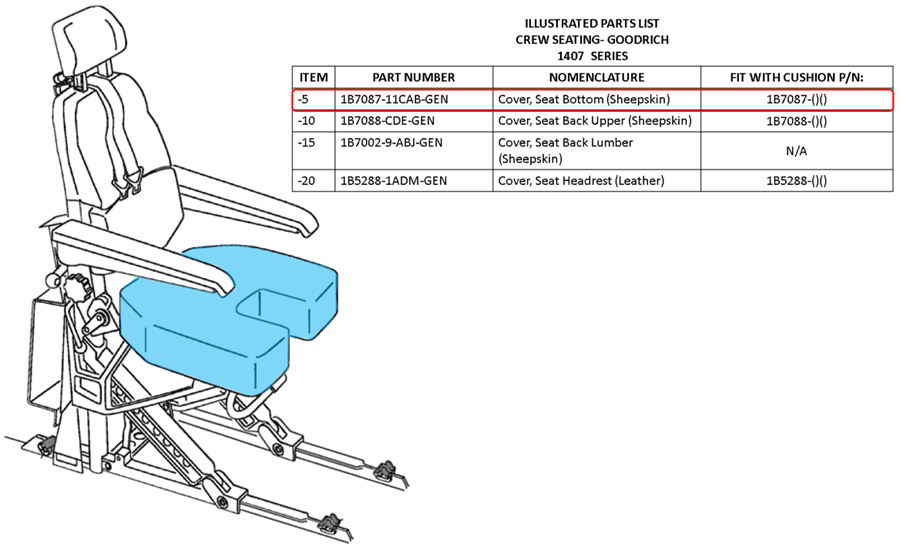 1407 Series, Seat Pan Cover