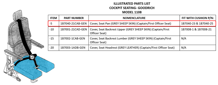 1108 Series, Seat Pan Cover