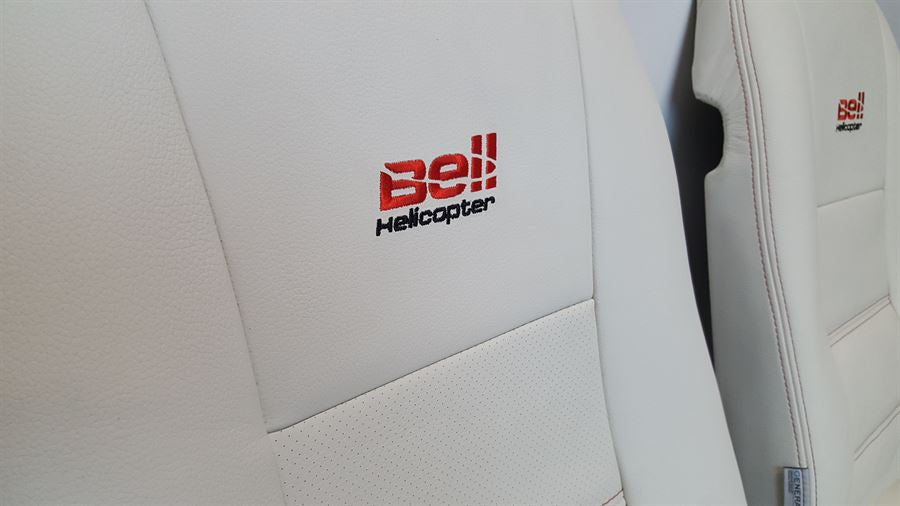 Custom leather crew seat for Bell 206 