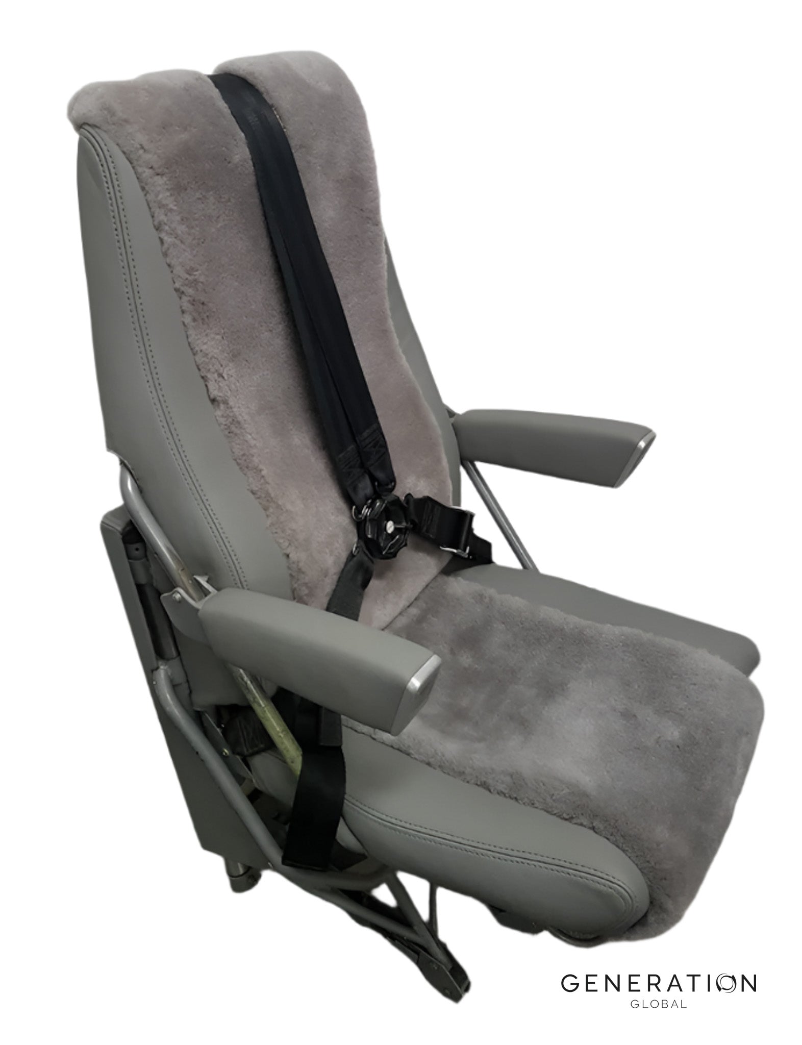 Beech 1900C/D pilot seat pan cover made of sheepskin and aviation leather