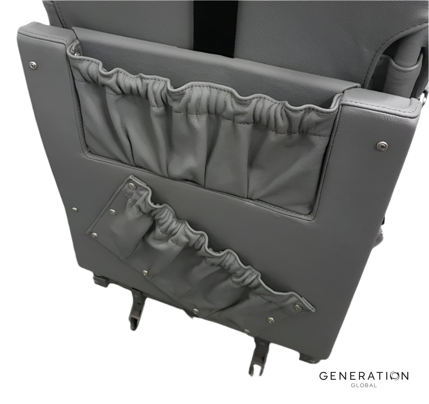 Beech 1900C/D pilot and co-pilot seat assemblies with sheepskin covers and Genlite foam cushions installed