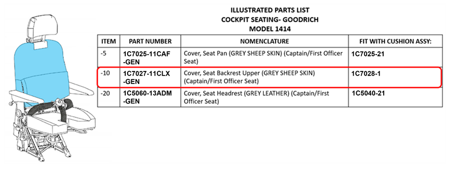 1414 Series, Seat Back Cover